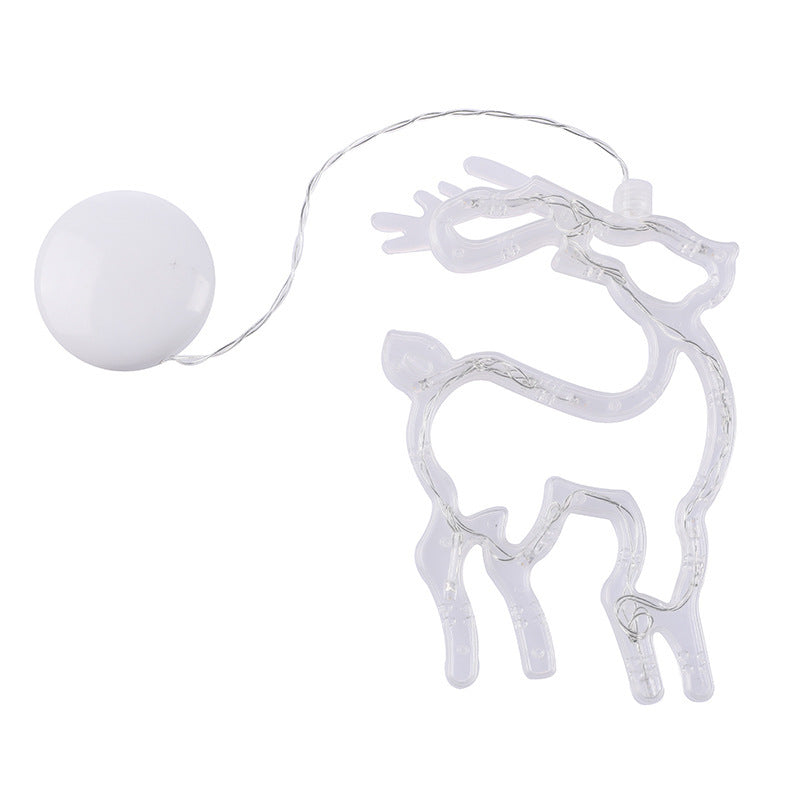 Candelabro LED de ventosa de Navidad, luces de Papá Noel, alce, muñeco de nieve, lámparas decorativas para ventanas de fiestas, funciona con pilas