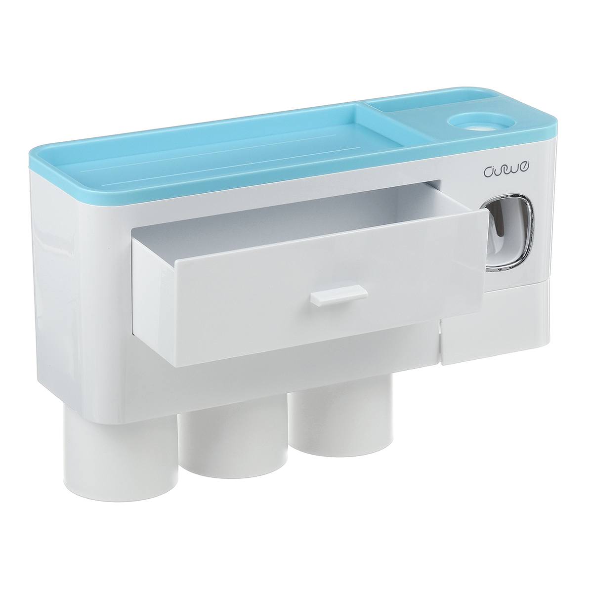 Estante de almacenamiento de un solo cajón magnético para cepillos de dientes, sin marcas, con exprimidor de pasta de dientes, juego de artículos de tocador