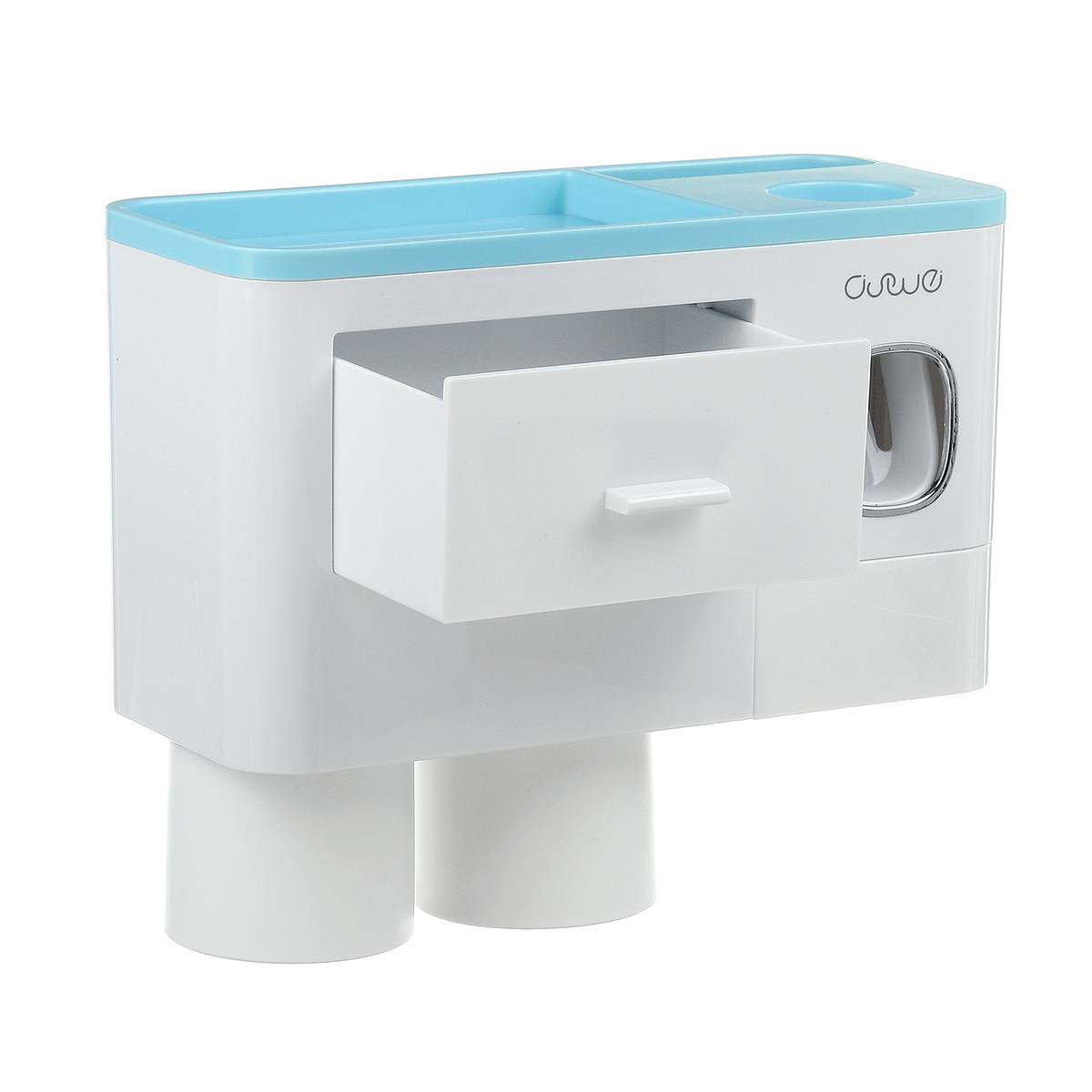 Estante de almacenamiento de un solo cajón magnético para cepillos de dientes, sin marcas, con exprimidor de pasta de dientes, juego de artículos de tocador