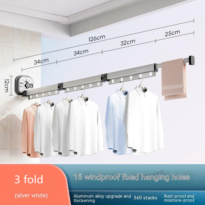 Perchero plegable con ventosa para ropa, balcón, aluminio, tendedero retráctil, sin perforaciones
