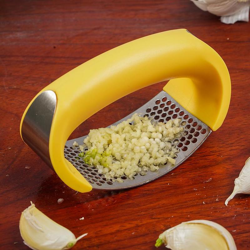 Machacador de ajos de acero inoxidable, prensa de ajos, herramientas manuales de curva para frutas y verduras, utensilios de cocina