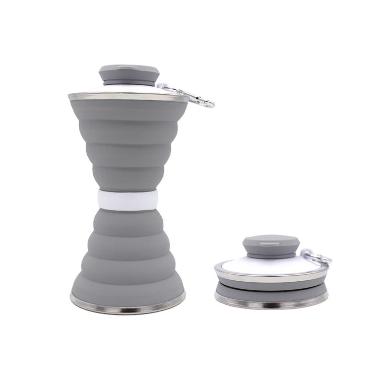 Botella de agua de silicona de 500 ml, plegable, a prueba de fugas, portátil, para deportes, viajes, para actividades al aire libre, gimnasio, senderismo, utensilios de cocina reutilizables