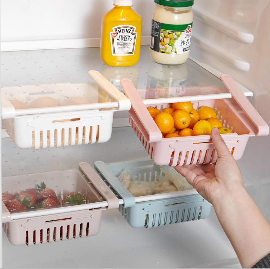 Cesta organizadora extensible para frigorífico, caja de almacenamiento multifunción para frigorífico de cocina