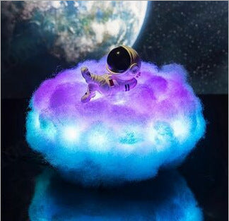 Lámpara LED Nube Colorida Astronauta con Efecto Arcoíris como Luz Nocturna Infantil, Regalo Creativo