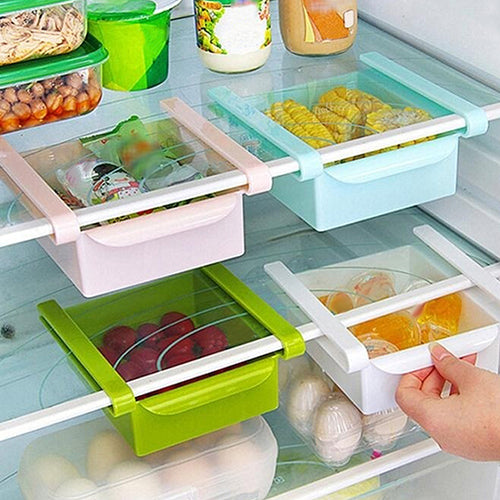 Estante colgante de plástico para nevera, para almacenamiento de utensilios de cocina