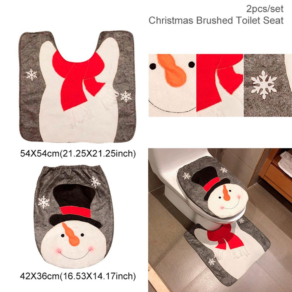 Feliz Navidad Cortina de baño Papá Noel Asiento de inodoro Decoraciones de Navidad