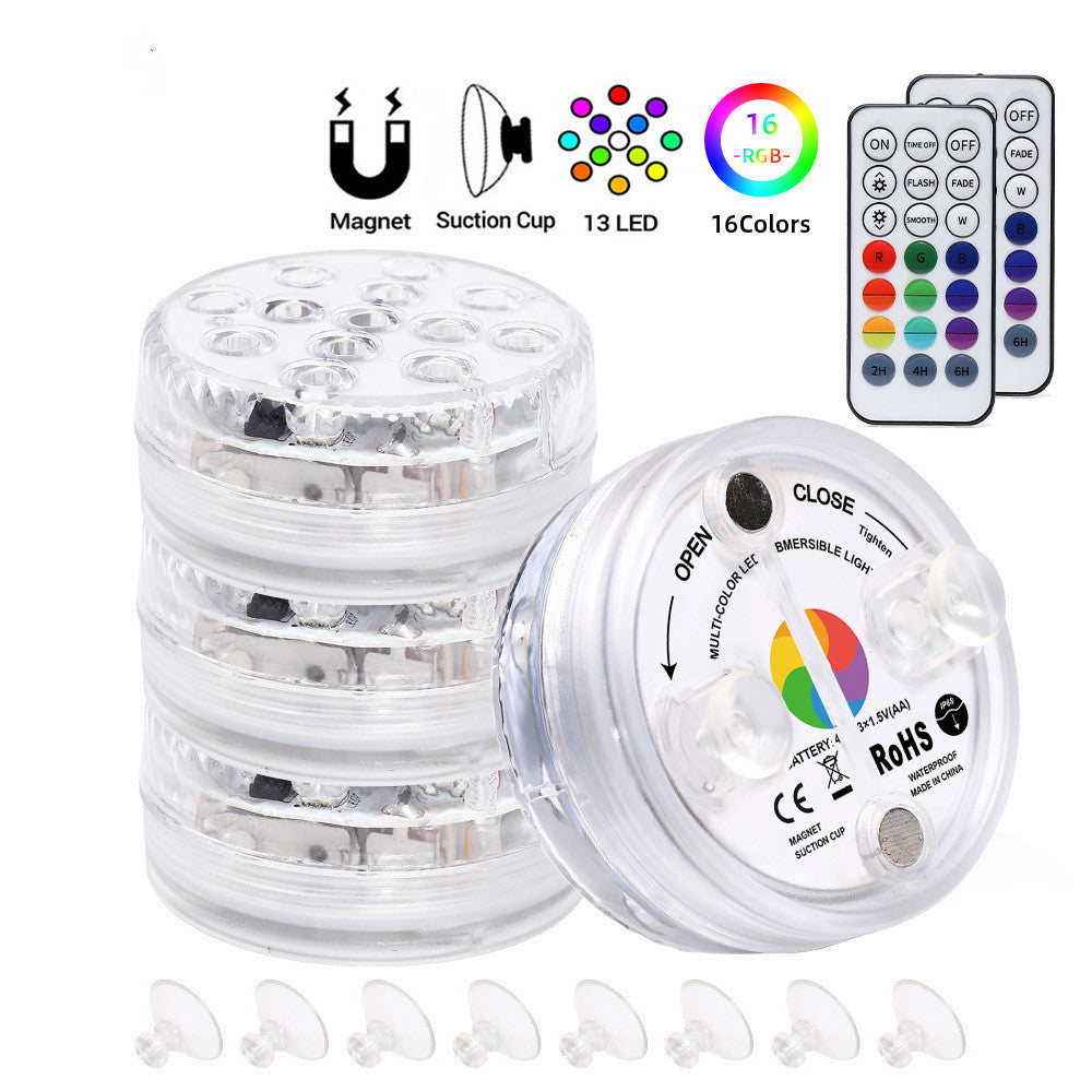 13 luces LED sumergibles para piscina, jardín, fuente, baño, lámpara subacuática impermeable IP68 con ventosa y control remoto RF