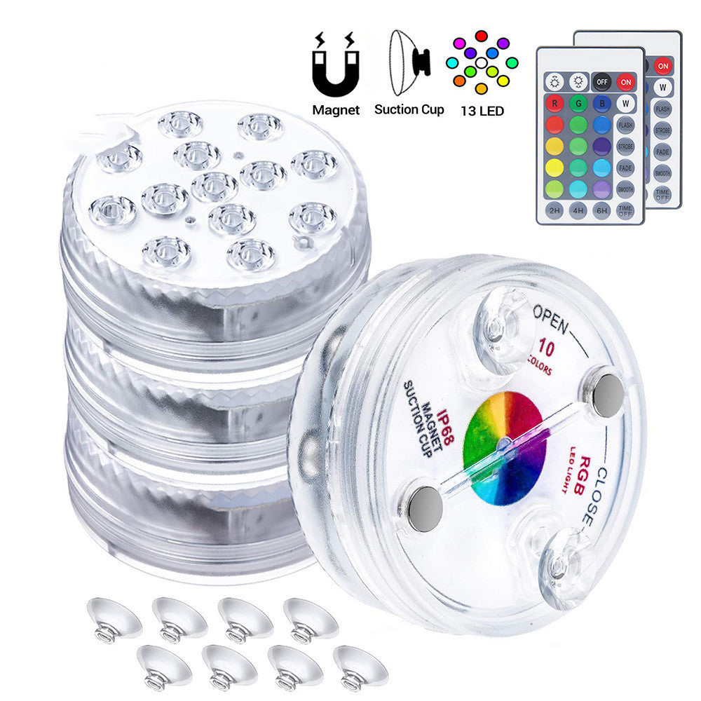 13 luces LED sumergibles para piscina, jardín, fuente, baño, lámpara subacuática impermeable IP68 con ventosa y control remoto RF