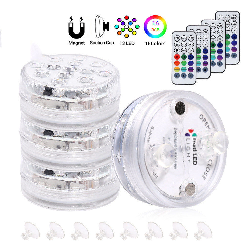 13 luces LED sumergibles para piscina, jardín, fuente, baño, lámpara subacuática impermeable IP68 con ventosa y control remoto RF