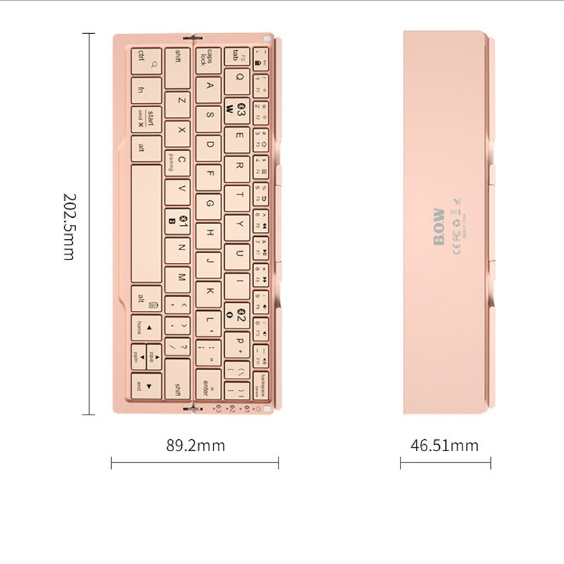 Mini Teclado Plegable Bluetooth Teclado Inalámbrico Soporta 3 Dispositivos con Soporte Teclado Plegable Recargable para Teléfono Tablet
