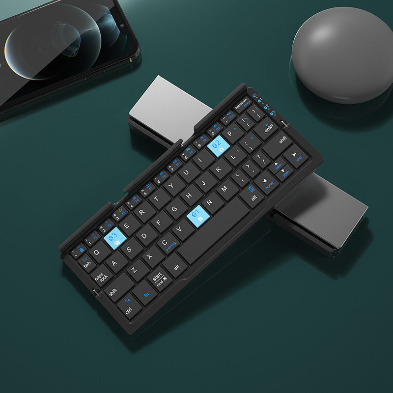 Mini Teclado Plegable Bluetooth Teclado Inalámbrico Soporta 3 Dispositivos con Soporte Teclado Plegable Recargable para Teléfono Tablet
