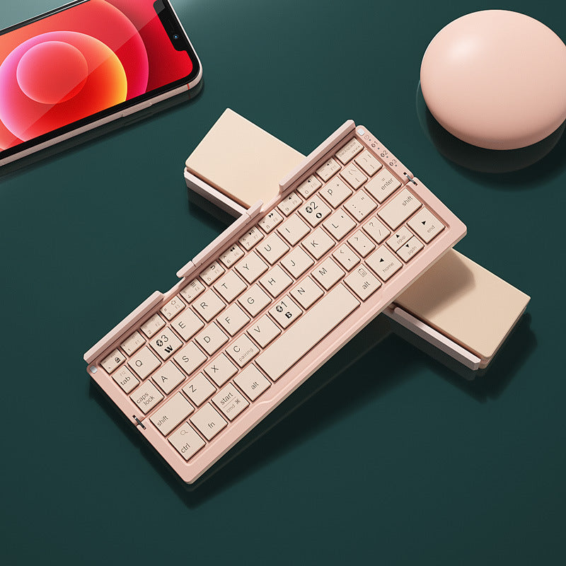 Mini Teclado Plegable Bluetooth Teclado Inalámbrico Soporta 3 Dispositivos con Soporte Teclado Plegable Recargable para Teléfono Tablet
