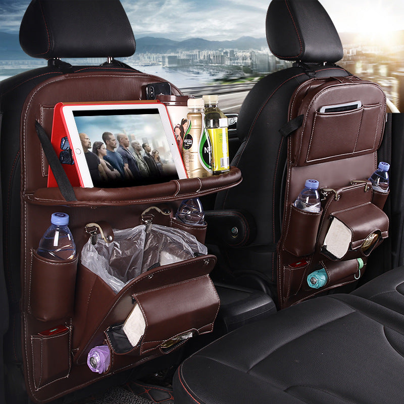 Bolsa de almacenamiento para coche de cuero PU, bandeja multifunción para asiento trasero, bolsa colgante, organizador de coche impermeable, accesorios de interior de automoción