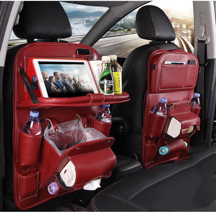 Bolsa de almacenamiento para coche de cuero PU, bandeja multifunción para asiento trasero, bolsa colgante, organizador de coche impermeable, accesorios de interior de automoción