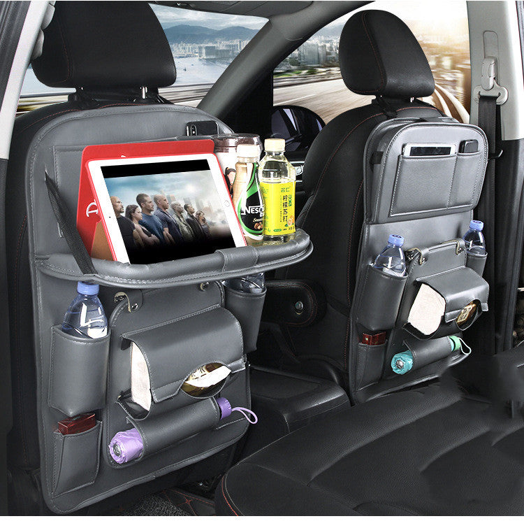 Bolsa de almacenamiento para coche de cuero PU, bandeja multifunción para asiento trasero, bolsa colgante, organizador de coche impermeable, accesorios de interior de automoción
