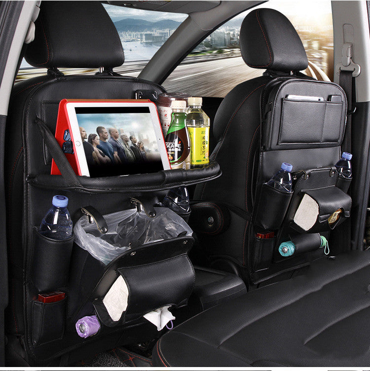 Bolsa de almacenamiento para coche de cuero PU, bandeja multifunción para asiento trasero, bolsa colgante, organizador de coche impermeable, accesorios de interior de automoción