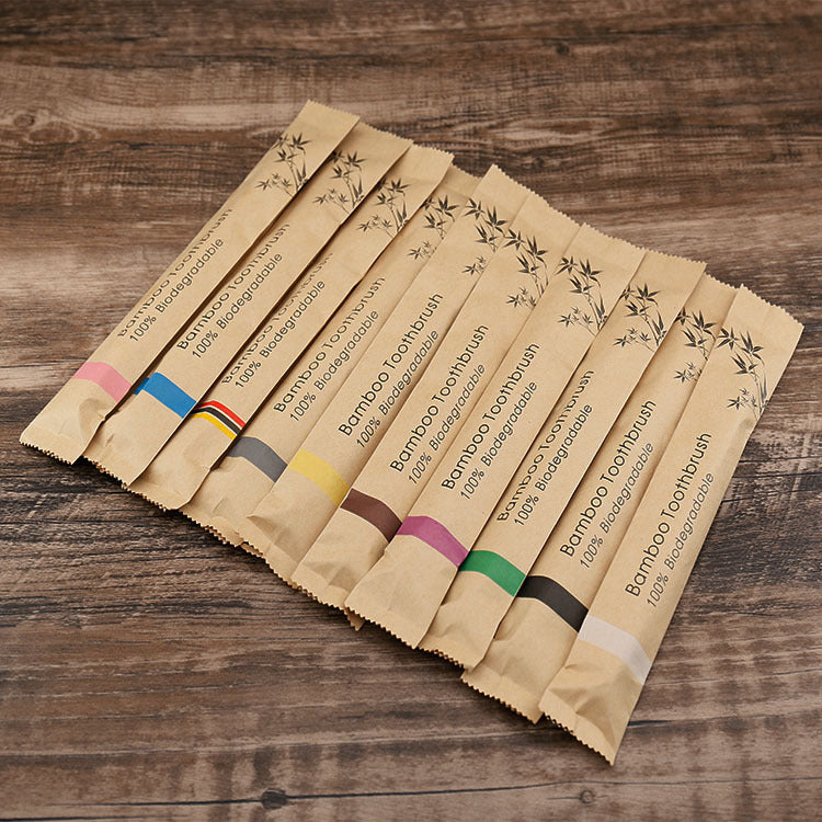10 cepillos de dientes de bambú coloridos naturales, juego de cepillos de dientes de carbón de cerdas suaves, cepillos de dientes ecológicos de bambú para el cuidado bucal dental