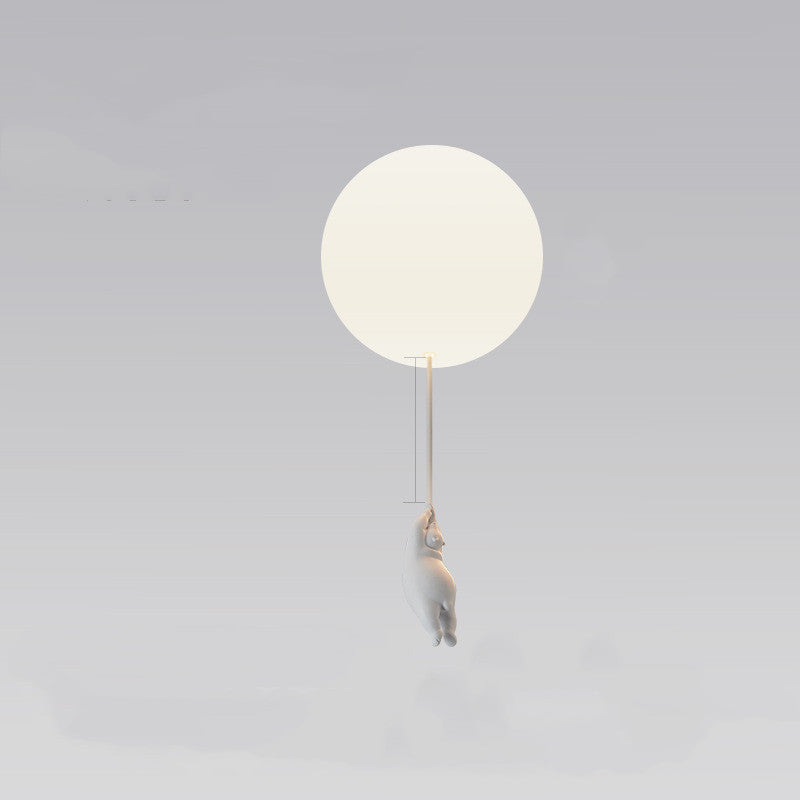Lámpara de Globo de Habitación Infantil, Dibujos Animados, Internet, Roja, Creativa, Pasillo, Balcón, Restaurante, Oso Polar, Lámpara de Techo para Dormitorio