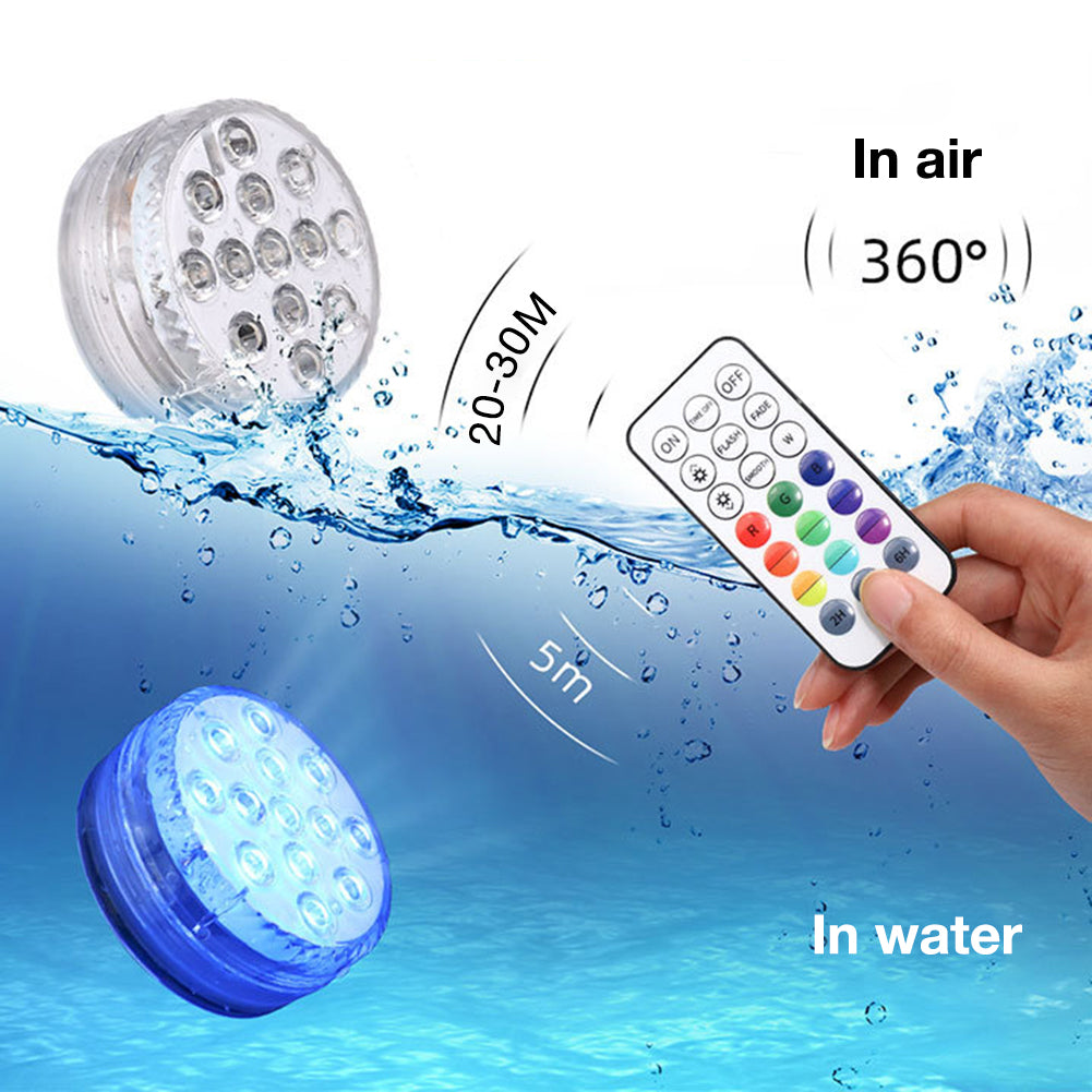 13 luces LED sumergibles para piscina, jardín, fuente, baño, lámpara subacuática impermeable IP68 con ventosa y control remoto RF