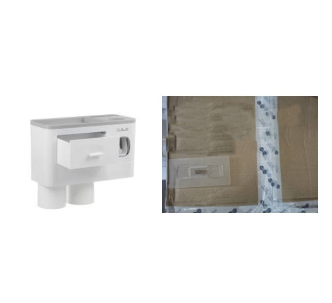 Estante de almacenamiento de un solo cajón magnético para cepillos de dientes, sin marcas, con exprimidor de pasta de dientes, juego de artículos de tocador