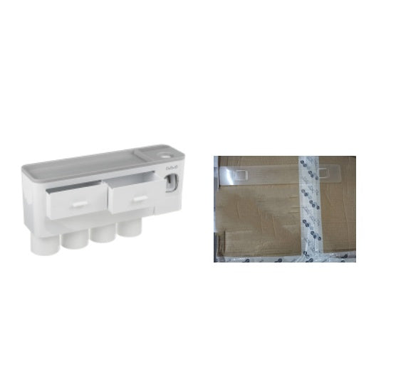 Estante de almacenamiento de un solo cajón magnético para cepillos de dientes, sin marcas, con exprimidor de pasta de dientes, juego de artículos de tocador