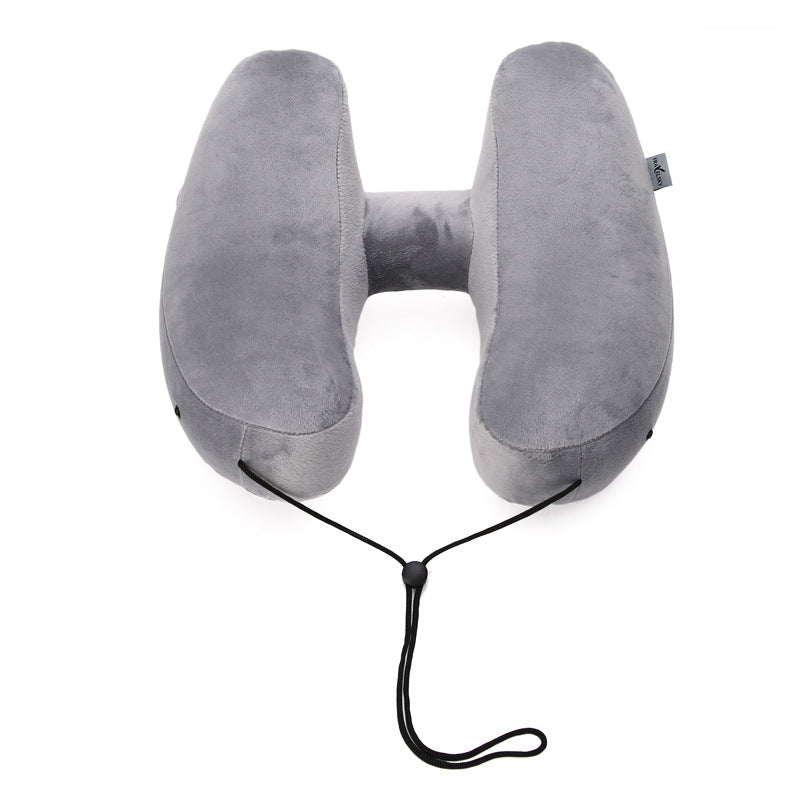 Almohada de viaje con capucha en forma de H, inflable, para el cuello, plegable, ligera, para siestas en coche, oficina, avión, cojines para dormir