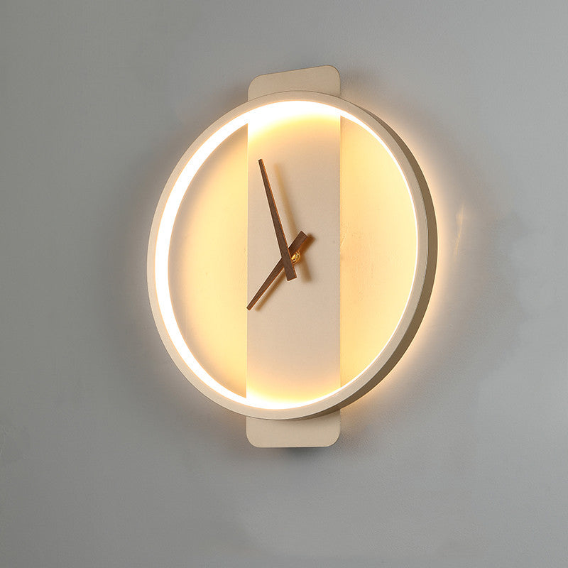 Lámpara de pared nórdica, lámpara de mesilla de noche para dormitorio, lámpara con forma de reloj