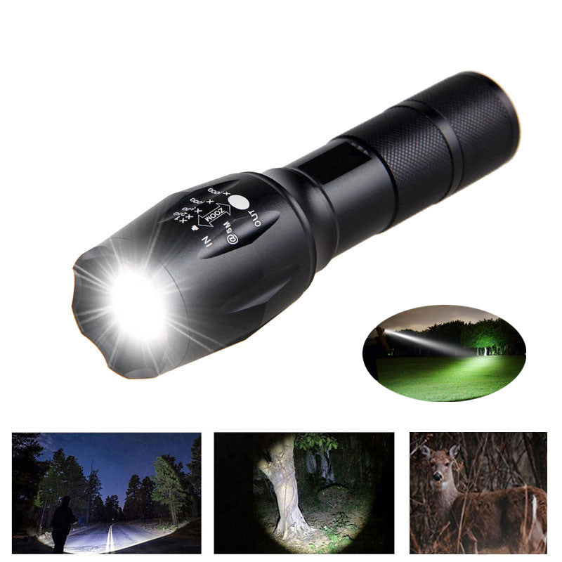 Linterna LED portátil con zoom, linterna de caza con zoom, luz de linterna