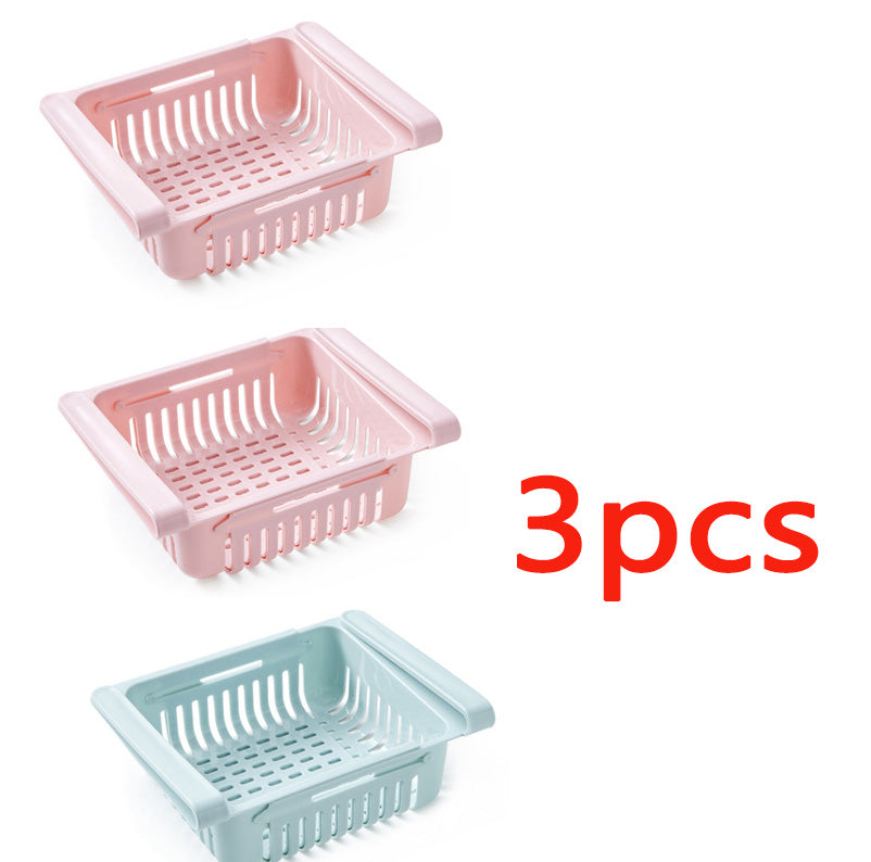 Cesta organizadora extensible para frigorífico, caja de almacenamiento multifunción para frigorífico de cocina