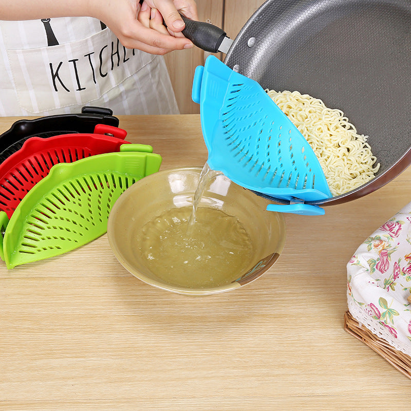 Embudo colador de aceite de silicona para ollas y sartenes, colador creativo para lavar arroz para escurrir líquidos, se adapta a todos los tamaños de ollas