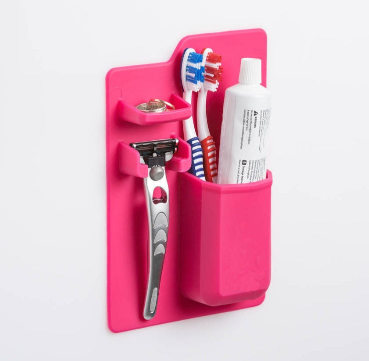 Soporte multiusos de silicona para cepillo de dientes, potente ventosa para espejo, organizador de pasta de dientes para baño y ducha