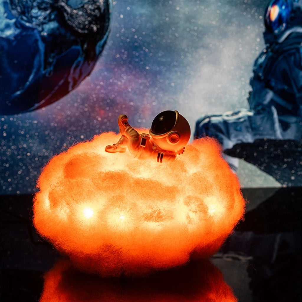 Lámpara LED Nube Colorida Astronauta con Efecto Arcoíris como Luz Nocturna Infantil, Regalo Creativo
