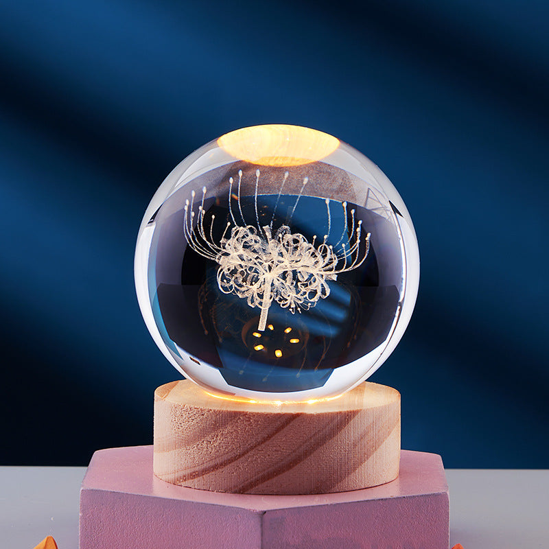 Lámpara de Noche Brillante del Sistema Solar Tallada en 3D Bola de Cristal, Lámpara de Cabecera Cálida, Regalo para Niños y Festivales