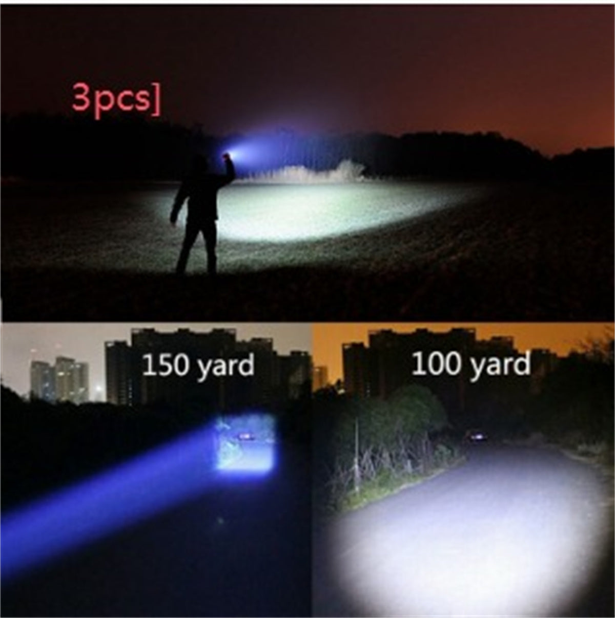 Linterna LED portátil con zoom, linterna de caza con zoom, luz de linterna