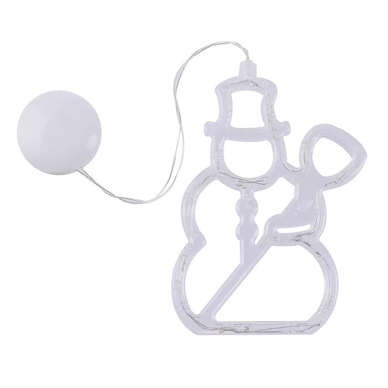 Candelabro LED de ventosa de Navidad, luces de Papá Noel, alce, muñeco de nieve, lámparas decorativas para ventanas de fiestas, funciona con pilas