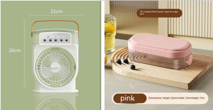 Ventilador de refrigeración portátil USB con 5 rociadores, luz de 7 colores, tanque de agua de 600 ml, humidificador enfriador de aire con rocío.
