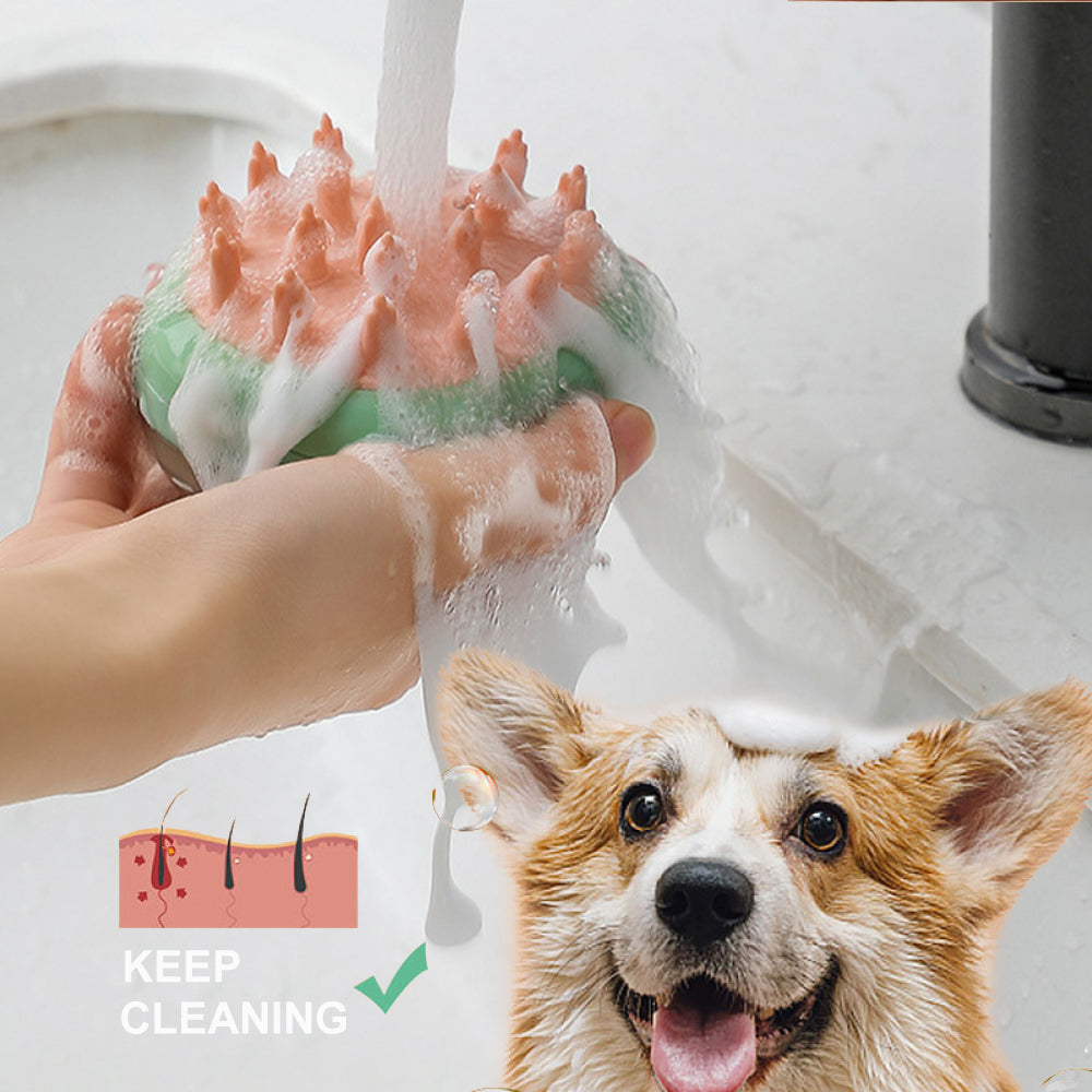 Nuevo cepillo de aseo 2 en 1 para perros y gatos, para limpiar, bañar, masajear, dispensador de champú, jabón, suministros para mascotas