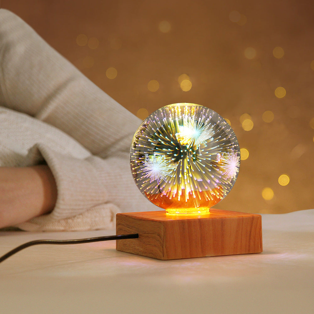 Luz de Noche USB 3D con Efecto Fuegos Artificiales, Lámpara Nocturna Romántica con Estrellas LED, Luces de Navidad, Decoración Navideña para el Hogar