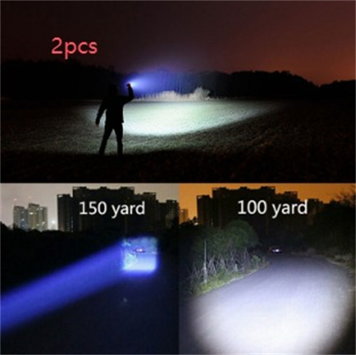 Linterna LED portátil con zoom, linterna de caza con zoom, luz de linterna