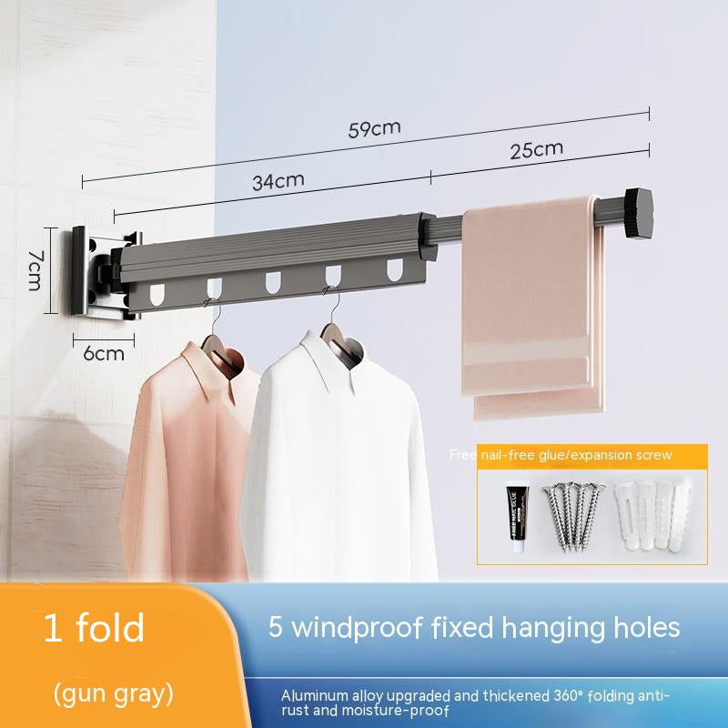 Perchero plegable con ventosa para ropa, balcón, aluminio, tendedero retráctil, sin perforaciones