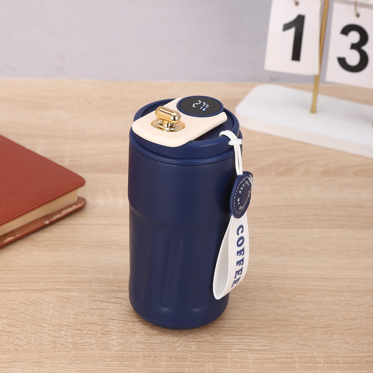 Taza de café portátil inteligente con pantalla digital, botella de agua de acero inoxidable, termo de coche, taza aislada para mantener el frío, 450ml