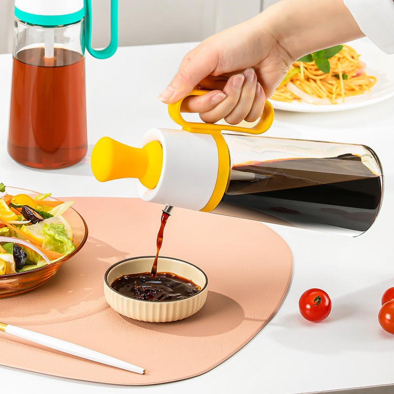 Dispensador de aceite 2 en 1 con brocha de silicona, botella de vidrio para pulverizador de aceite de barbacoa, silicona para barbacoa, cocina, botella de condimento, utensilios de cocina