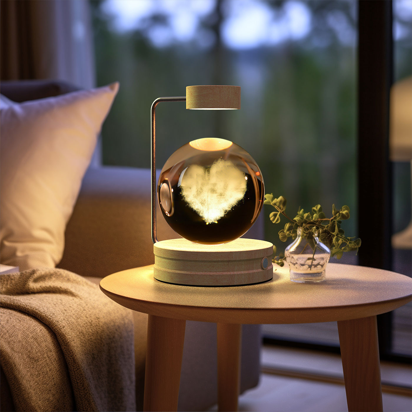 Luz de noche de bola de cristal con dinosaurio cósmico para interior, USB, luz cálida para mesita de noche, regalo de cumpleaños