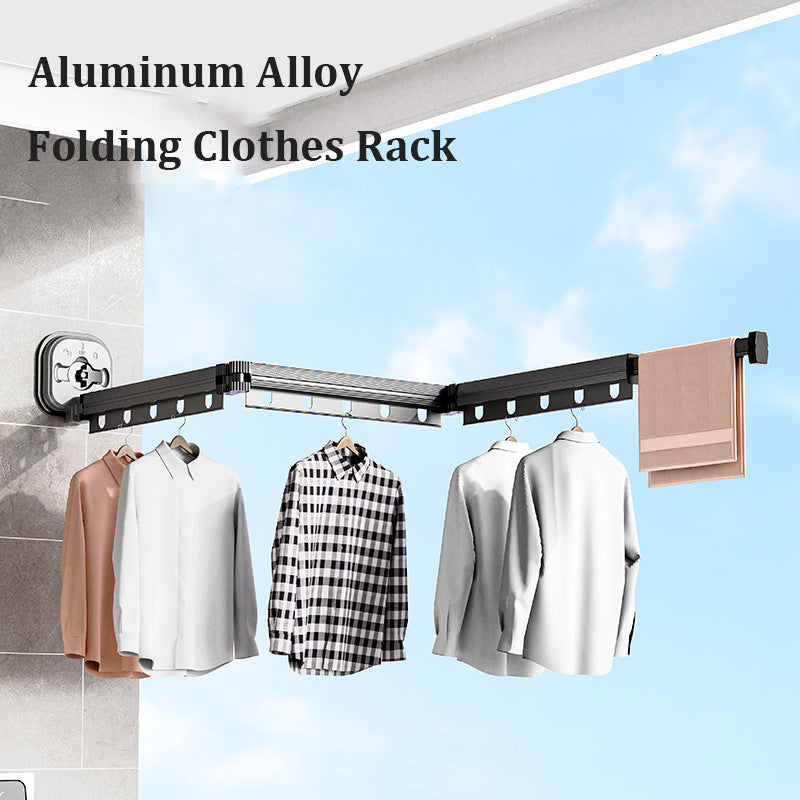 Perchero plegable con ventosa para ropa, balcón, aluminio, tendedero retráctil, sin perforaciones