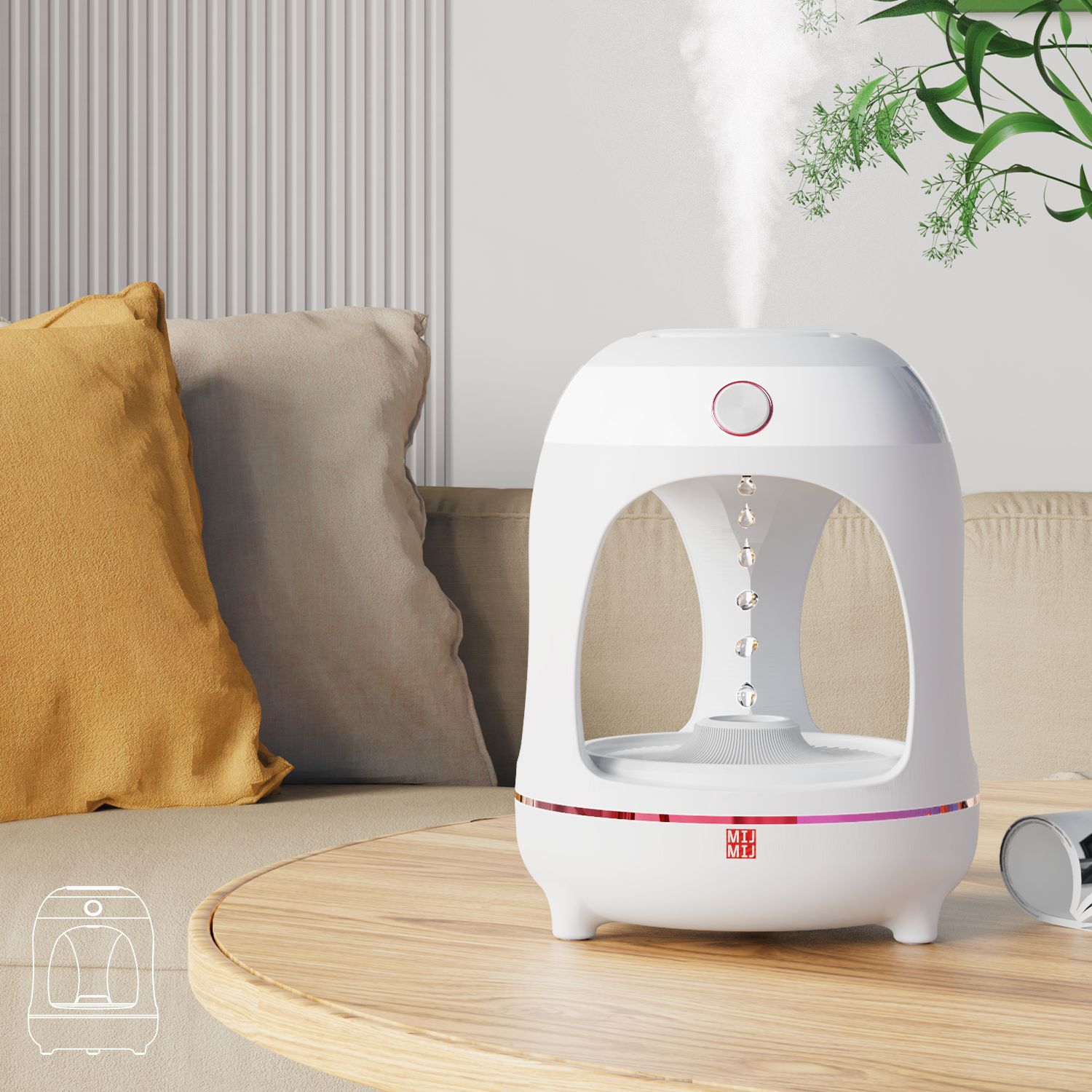Humidificador antigravedad con gotas de agua levitantes, fuente de agua, luz nocturna LED, atomización para purificación de aire, lámpara de decoración de escritorio