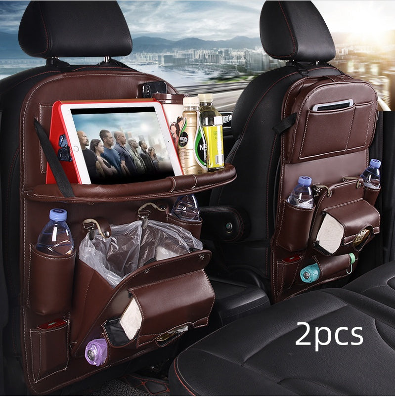 Bolsa de almacenamiento para coche de cuero PU, bandeja multifunción para asiento trasero, bolsa colgante, organizador de coche impermeable, accesorios de interior de automoción