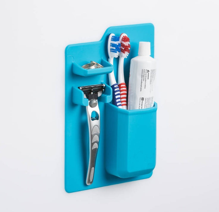 Soporte multiusos de silicona para cepillo de dientes, potente ventosa para espejo, organizador de pasta de dientes para baño y ducha