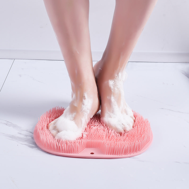 Masaje Cepillo de baño Alfombrilla de baño antideslizante para el baño Cepillo de masaje para la espalda Almohadilla de silicona con ventosa para frotar los pies Herramienta de limpieza corporal para el baño