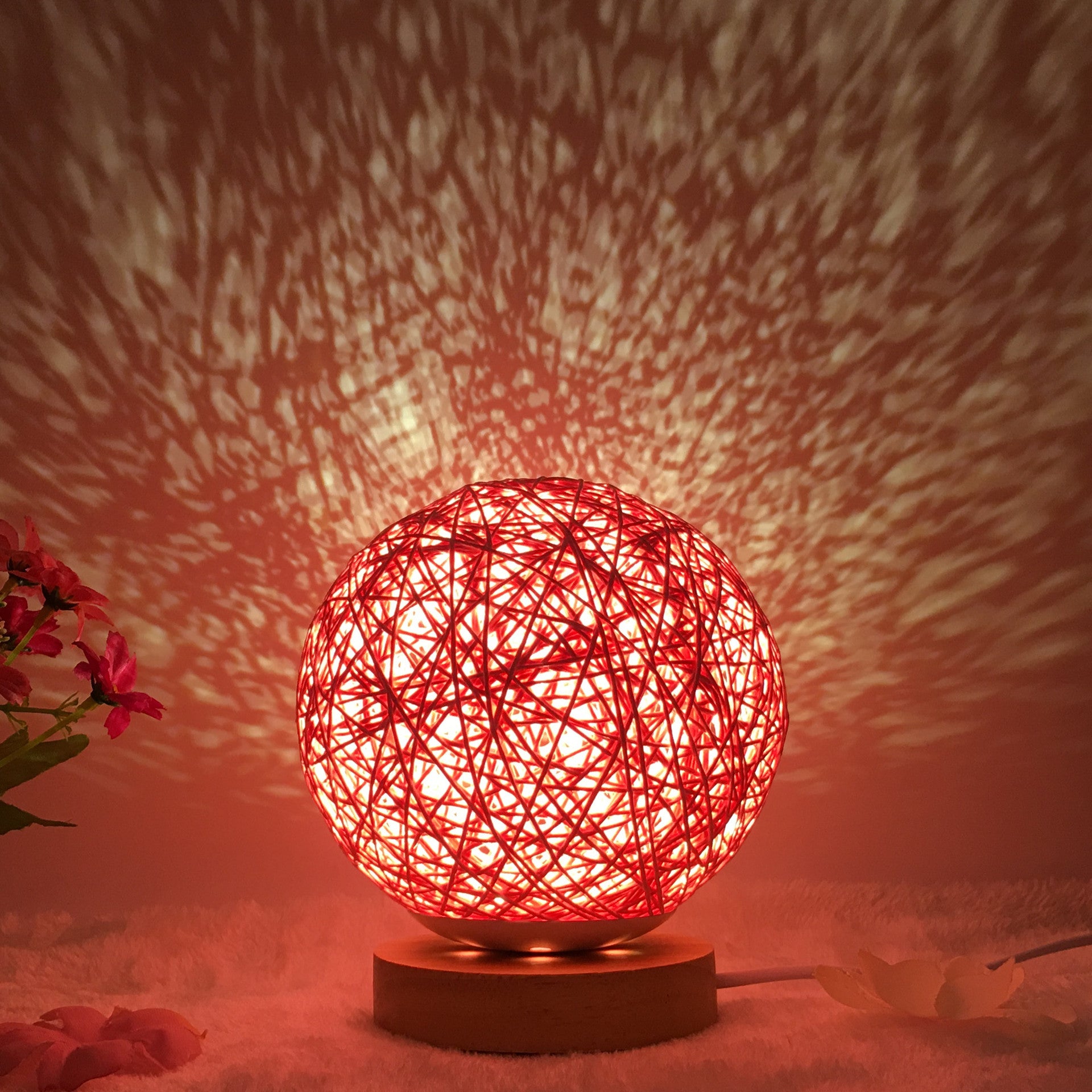 Lámpara de Mesa de Lino Creativa de Amazon, Novedosa y Única, LED Inteligente USB, 7 Colores RGB, 16 Colores, Control Remoto, Lámpara de Bola de Ratán