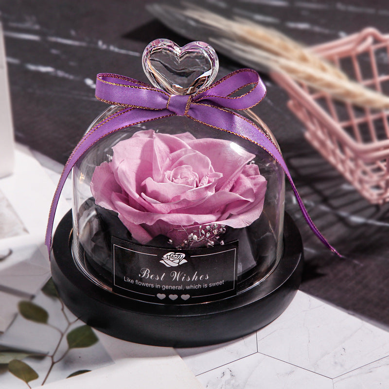 Día de San Valentín Navidad Flores Secas Para Decoración del Hogar Regalos de Boda Flores Secas Rosa Eterna Real Decoración del Hogar con LED en Cristal